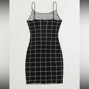 SHEIN Privé Lettuce Trim Grid Bodycon Dress size XS new